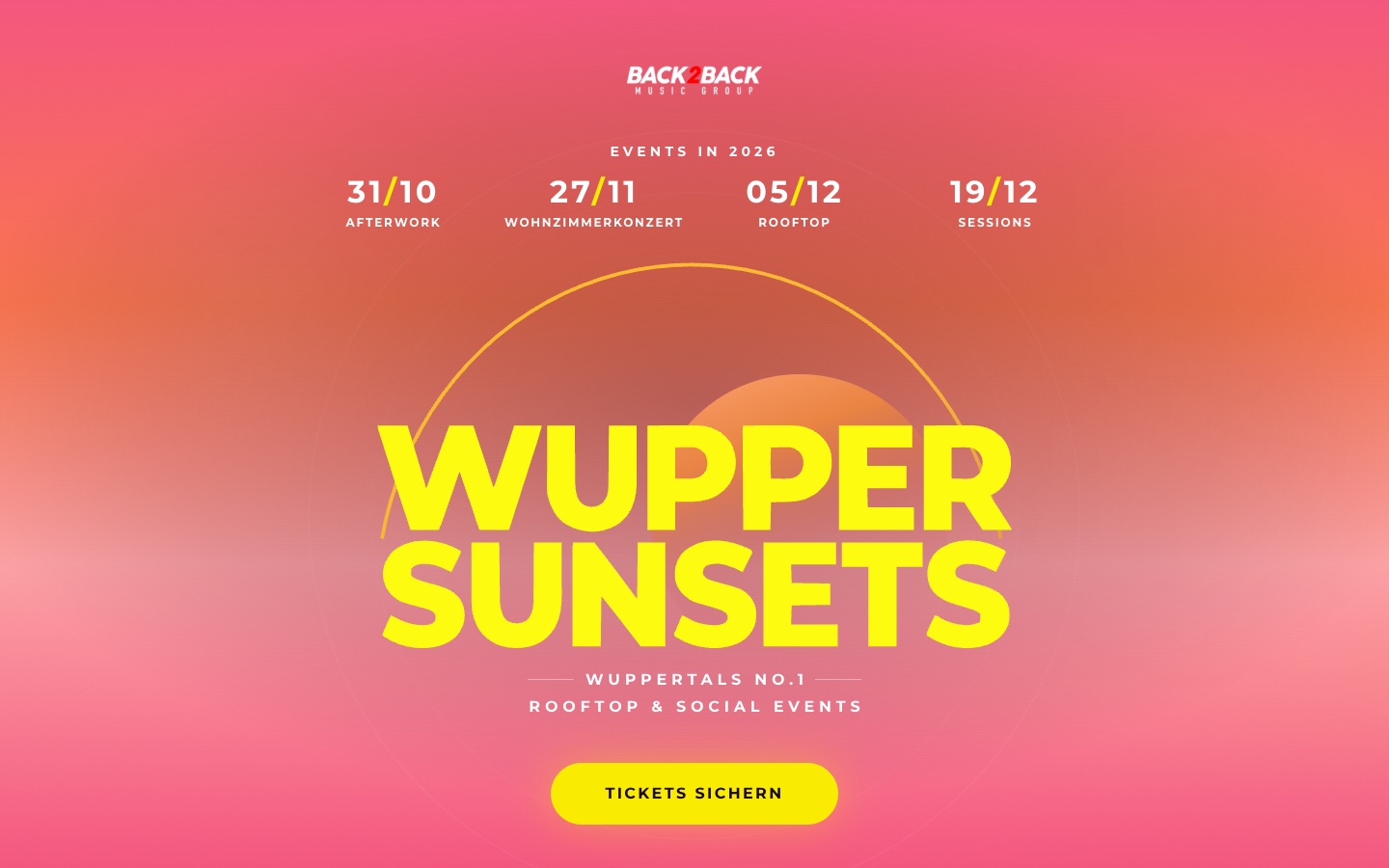 Startseite von wuppersunsets.de im Sonnenuntergangs-Verlauf