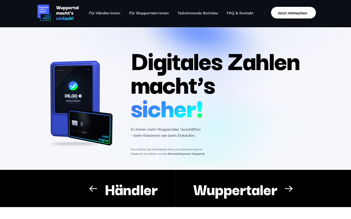 Startseite von zahldigital.info: Digitales Zahlen macht's sicher!